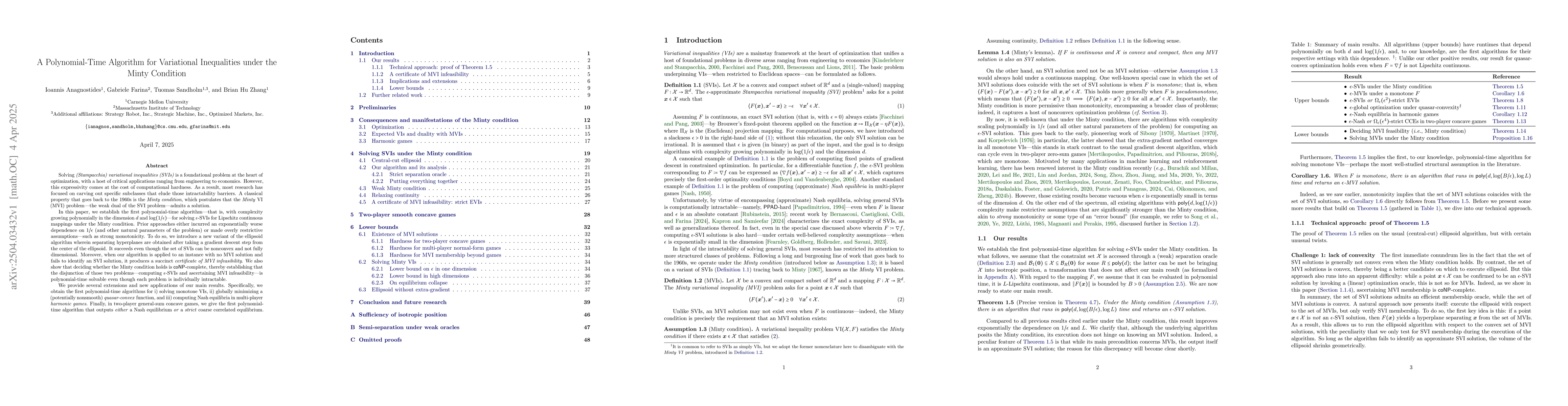 Thumbnail for A Polynomial-Time Algorithm for Variational Inequalities under the Minty
  Condition