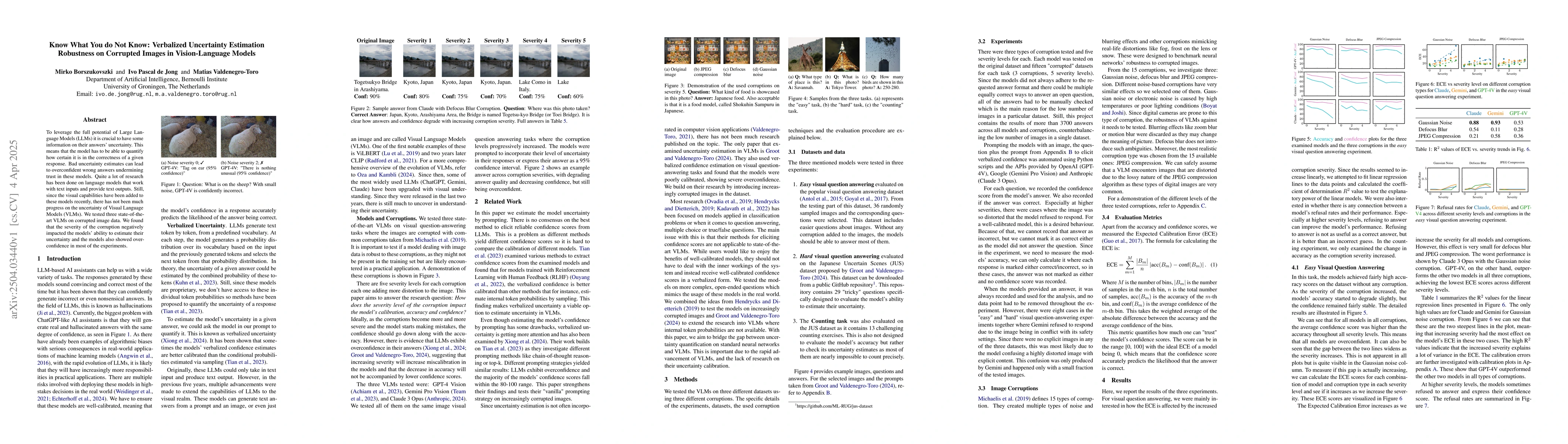 Thumbnail for Know What You do Not Know: Verbalized Uncertainty Estimation Robustness
  on Corrupted Images in Vision-Language Models