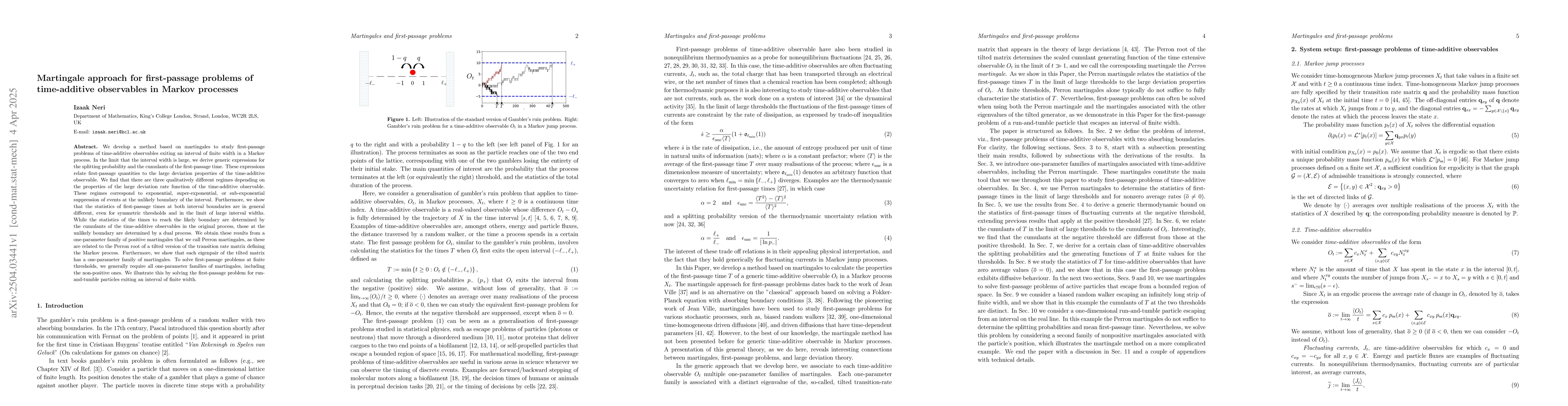 Thumbnail for Martingale approach for first-passage problems of time-additive
  observables in Markov processes