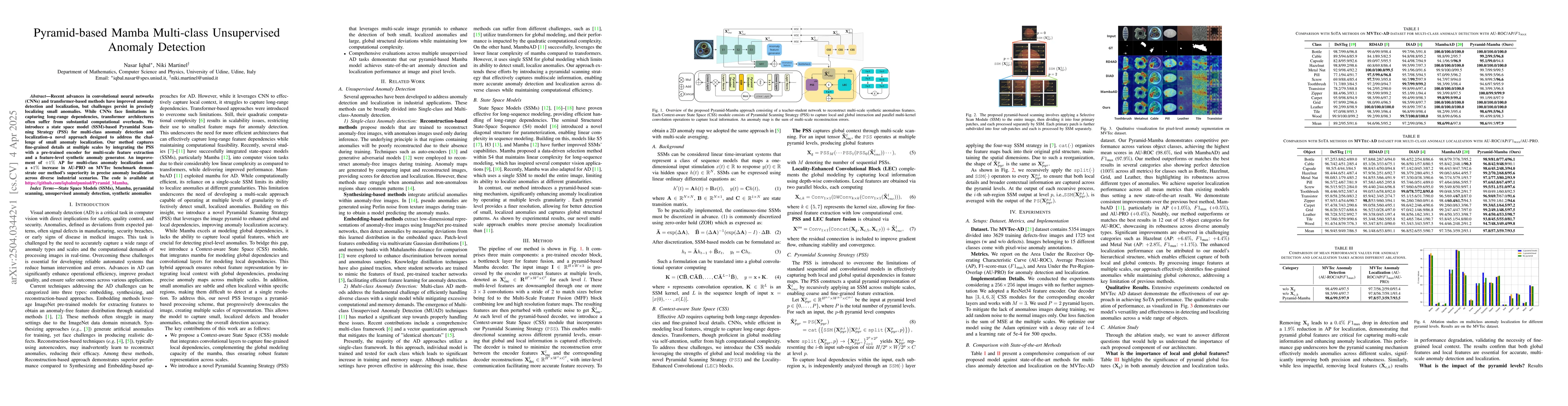 Thumbnail for Pyramid-based Mamba Multi-class Unsupervised Anomaly Detection