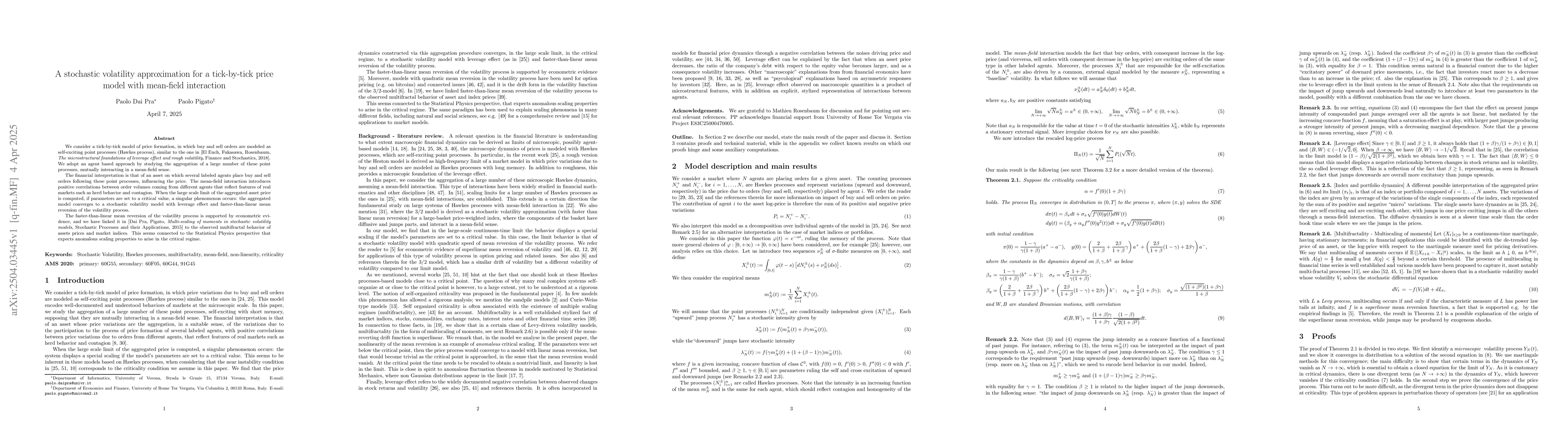 Thumbnail for A stochastic volatility approximation for a tick-by-tick price model
  with mean-field interaction