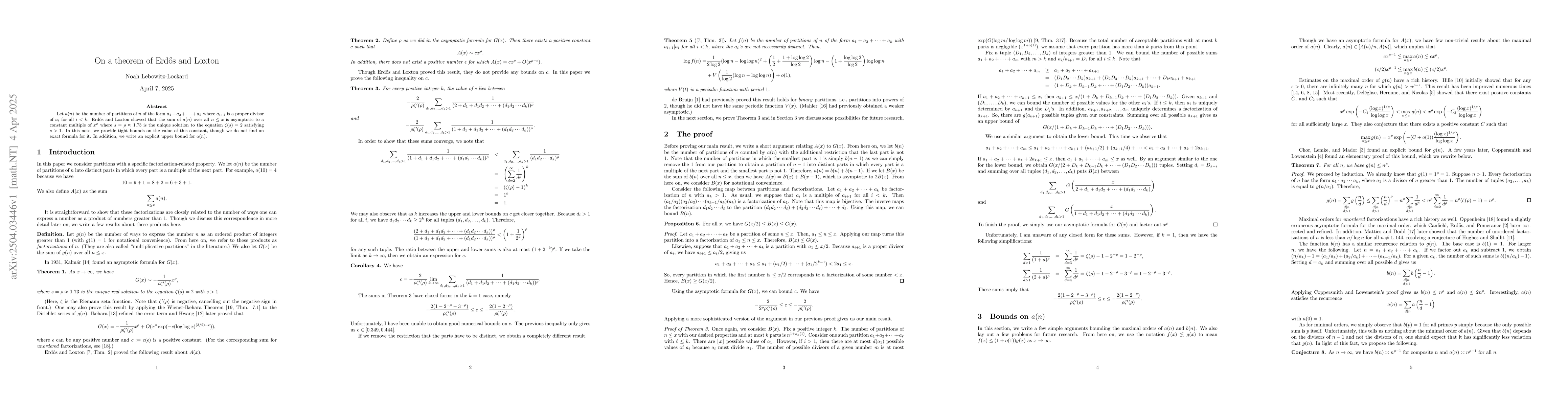 Thumbnail for On a theorem of Erdős and Loxton