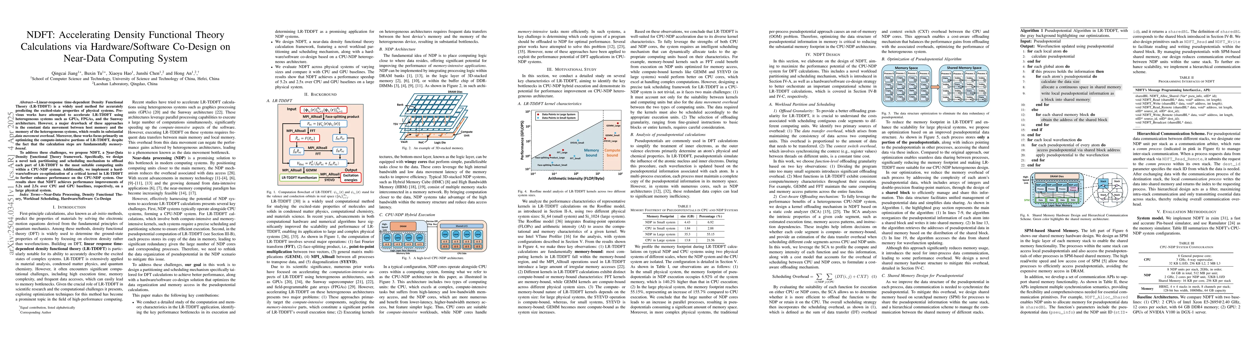 Thumbnail for NDFT: Accelerating Density Functional Theory Calculations via
  Hardware/Software Co-Design on Near-Data Computing System