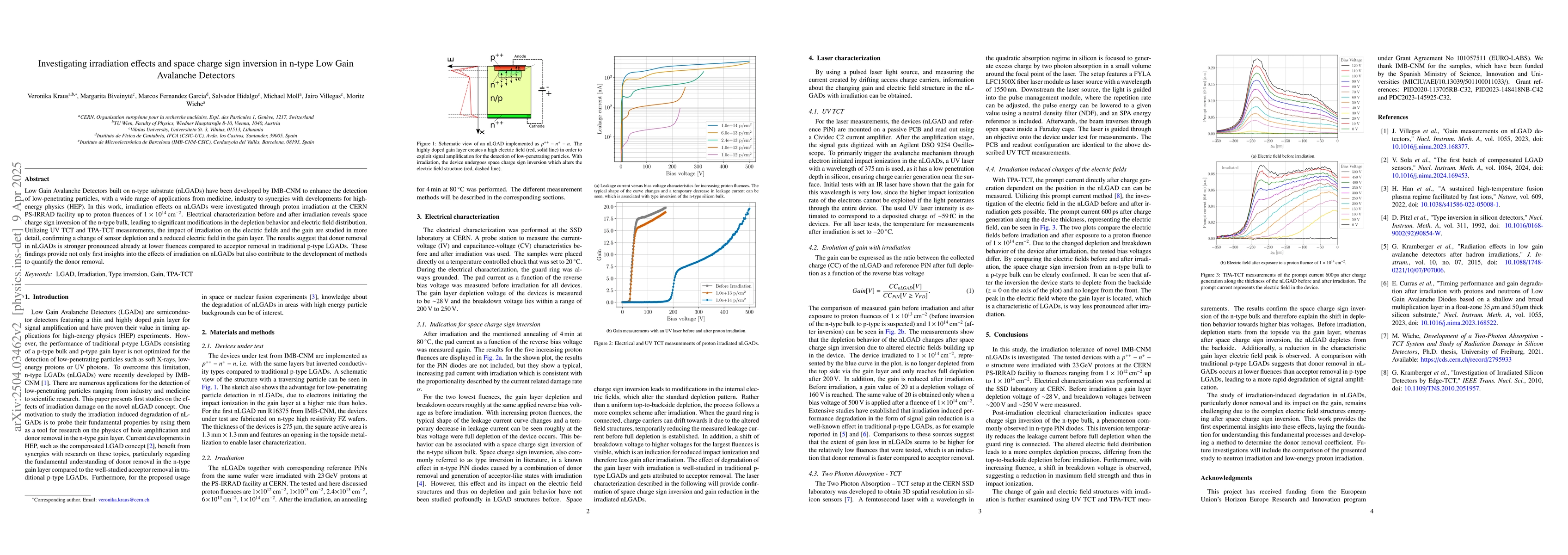 Thumbnail for Investigating irradiation effects and space charge sign inversion in
  n-type Low Gain Avalanche Detectors