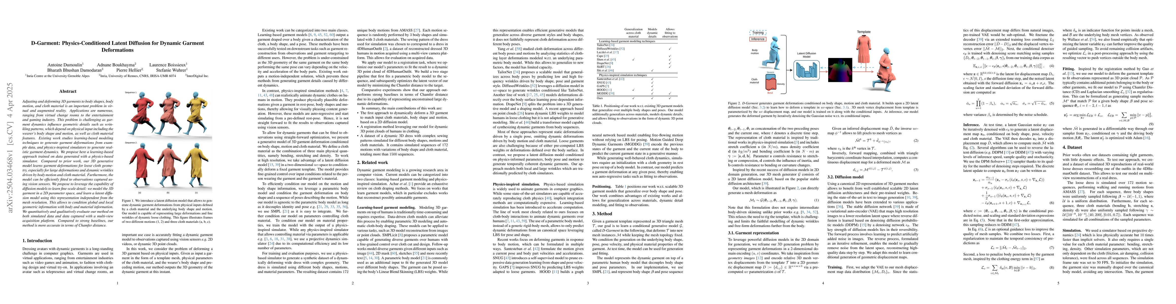 Thumbnail for D-Garment: Physics-Conditioned Latent Diffusion for Dynamic Garment
  Deformations
