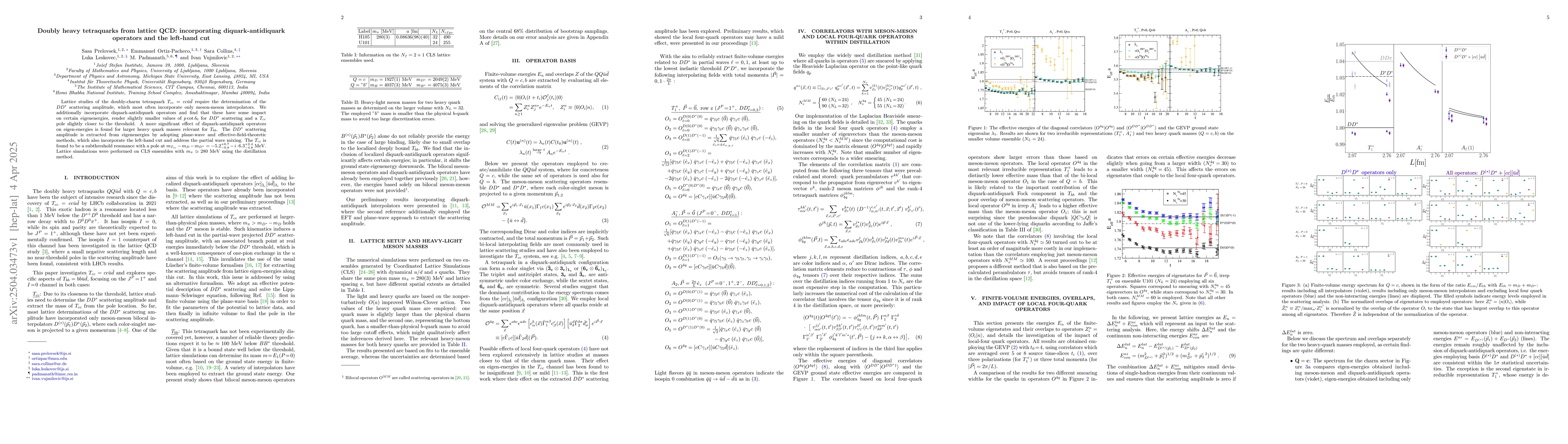 Thumbnail for Doubly heavy tetraquarks from lattice QCD: incorporating
  diquark-antidiquark operators and the left-hand cut