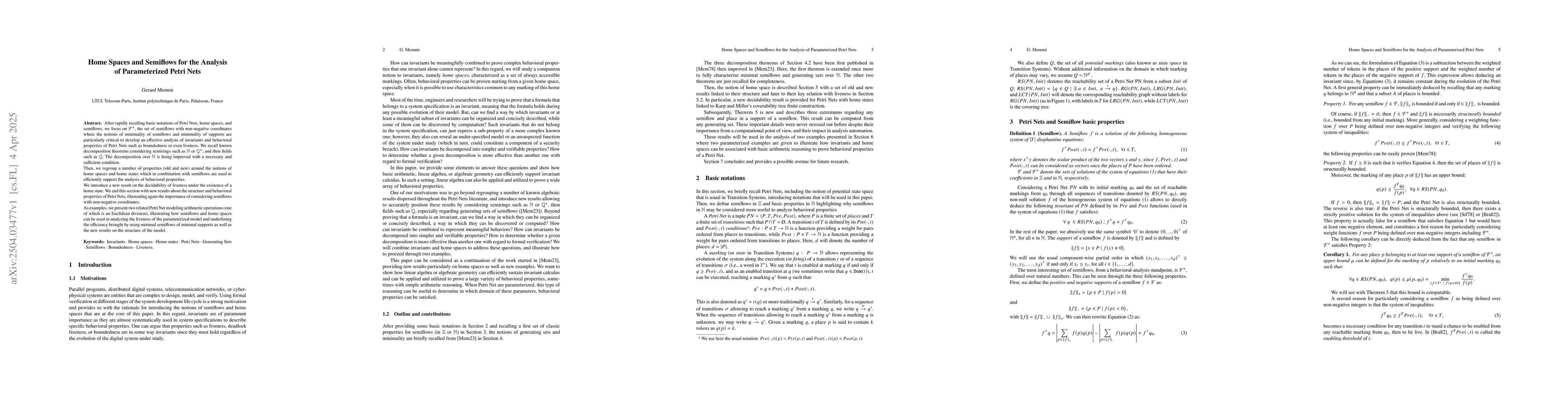 Thumbnail for Home Spaces and Semiflows for the Analysis of Parameterized Petri Nets