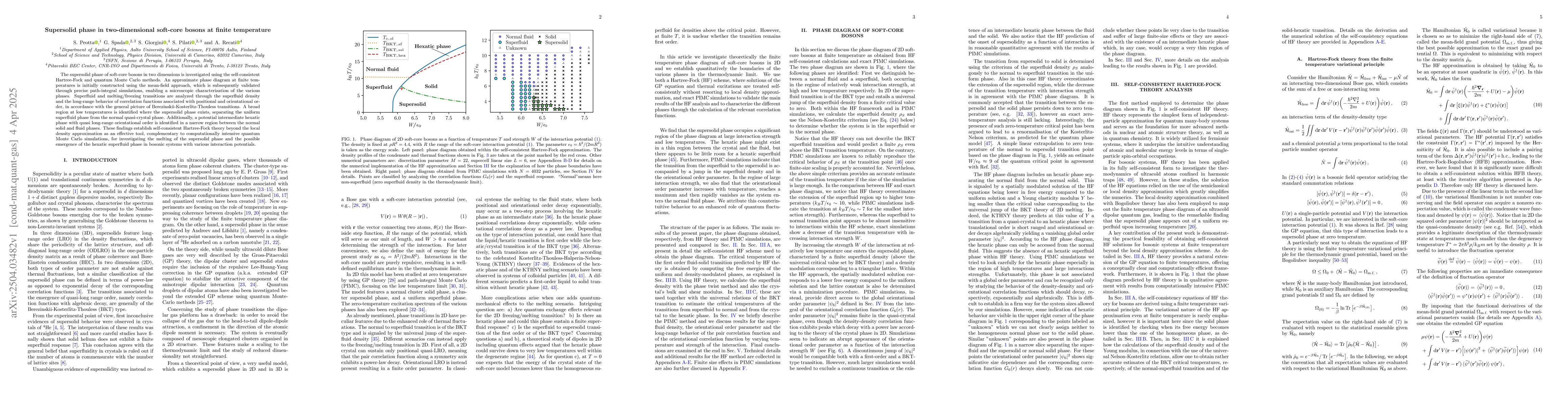 Thumbnail for Supersolid phase in two-dimensional soft-core bosons at finite
  temperature