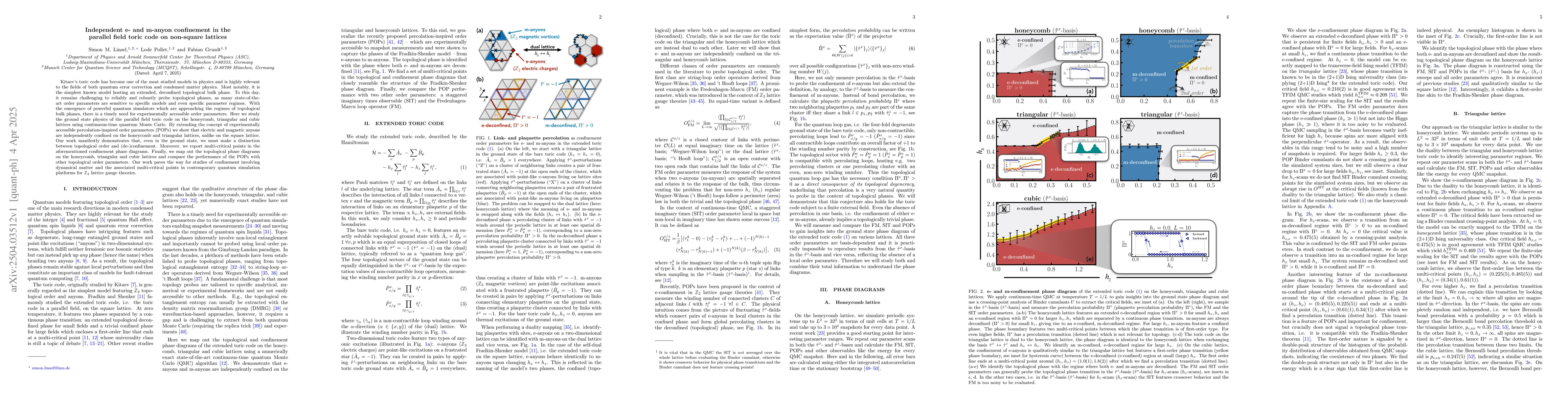 Thumbnail for Independent e- and m-anyon confinement in the parallel field toric code
  on non-square lattices