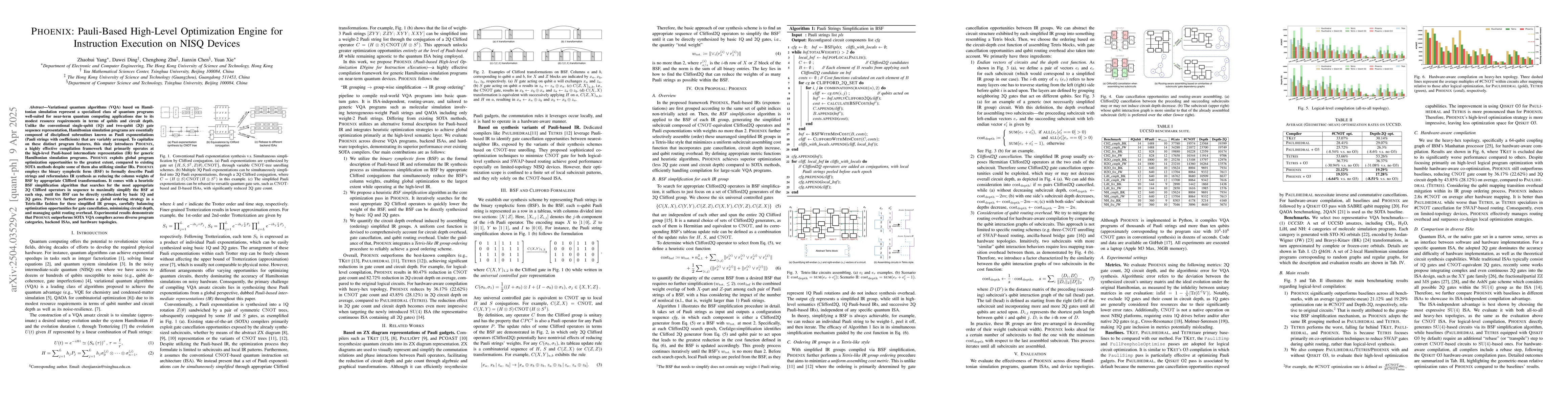Thumbnail for PHOENIX: Pauli-Based High-Level Optimization Engine for Instruction
  Execution on NISQ Devices