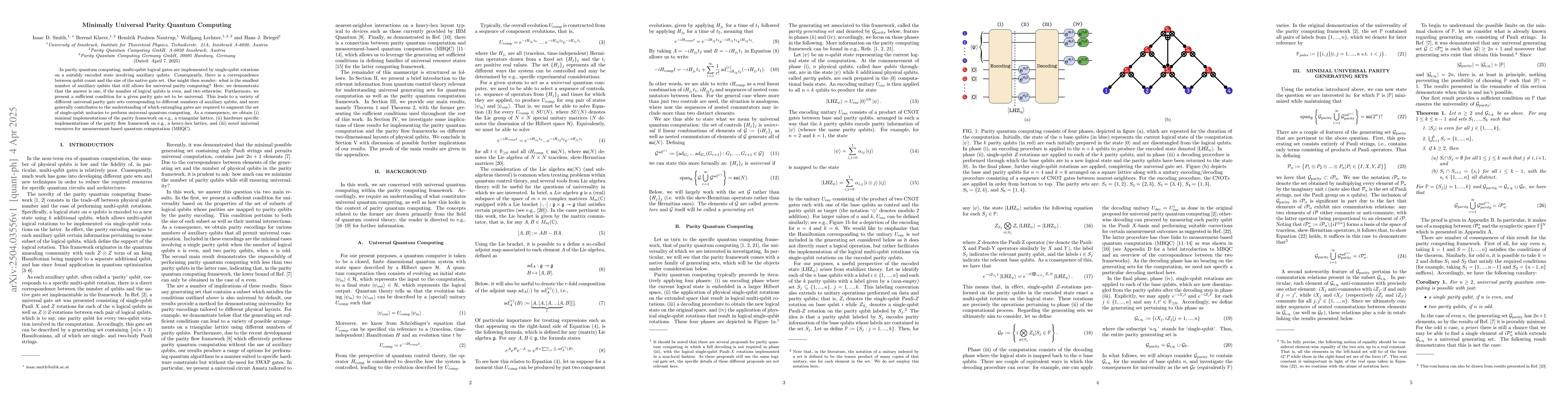 Thumbnail for Minimally Universal Parity Quantum Computing