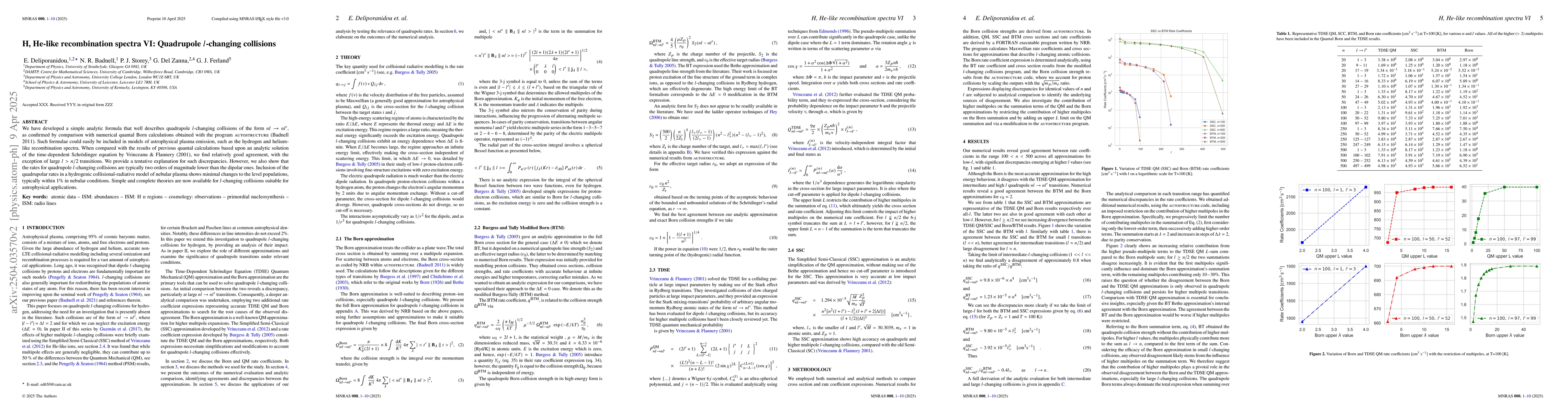 Thumbnail for H, He-like recombination spectra VI: Quadrupole $l$-changing collisions