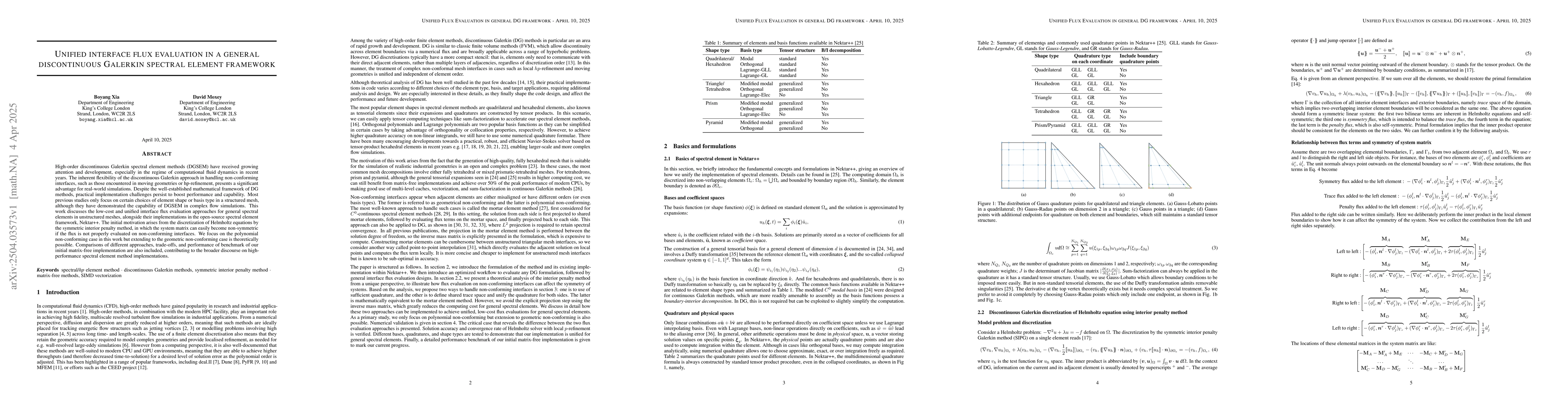 Thumbnail for Unified interface flux evaluation in a general discontinuous Galerkin
  spectral element framework