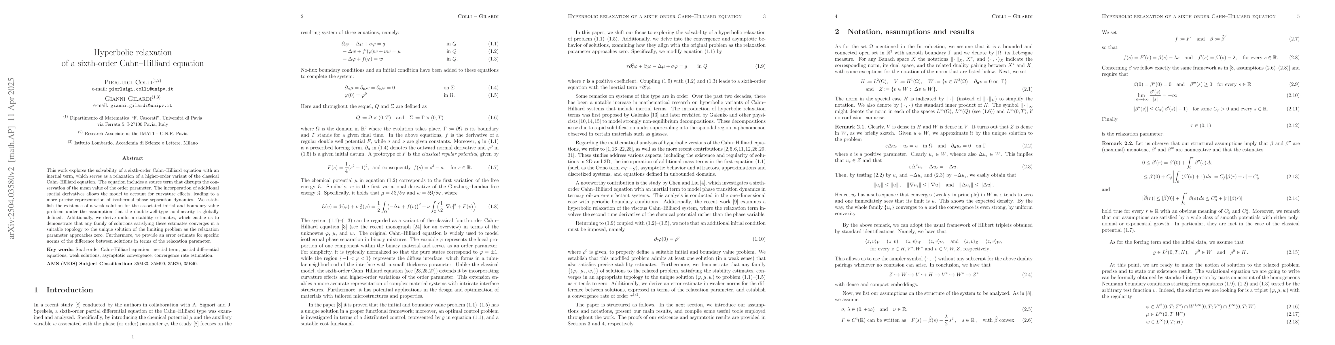 Thumbnail for Hyperbolic relaxation of a sixth-order Cahn-Hilliard equation