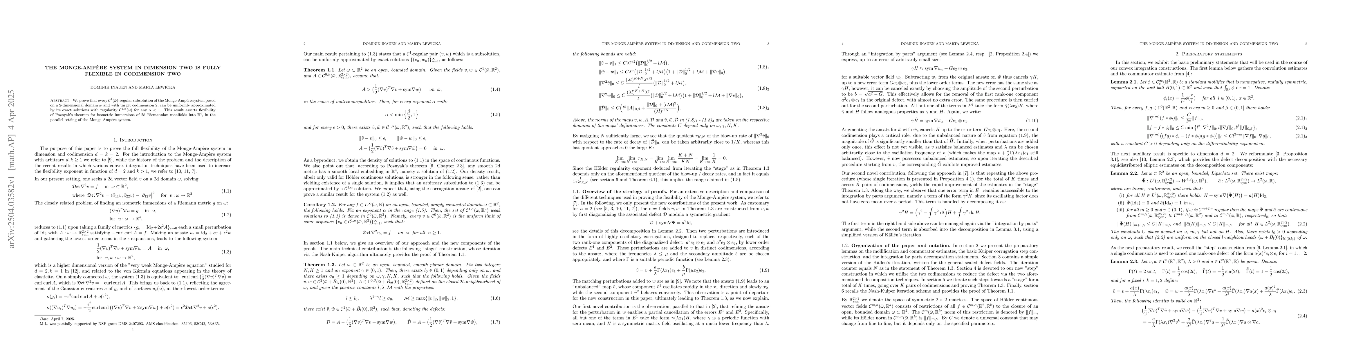 Thumbnail for The Monge-Ampère system in dimension two is fully flexible in
  codimension two