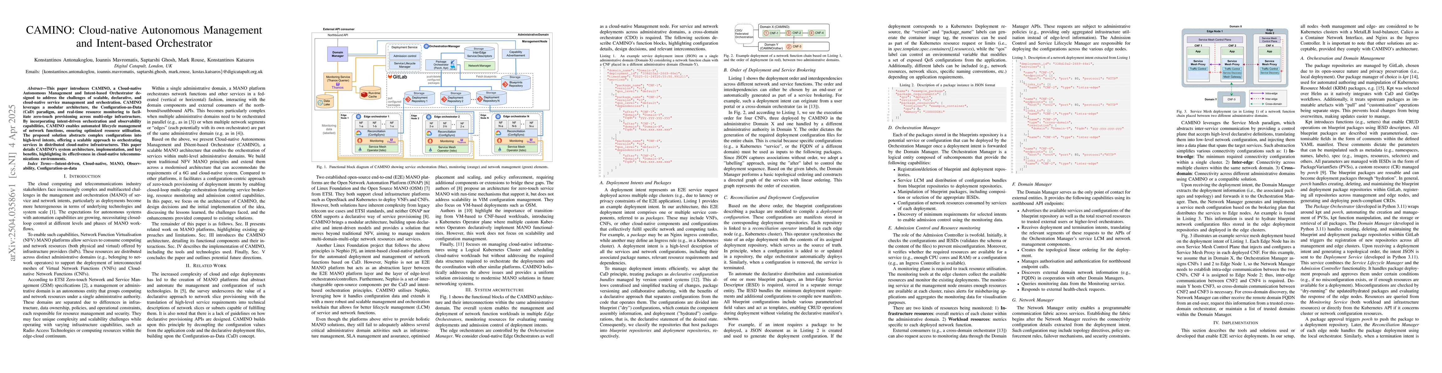 Thumbnail for CAMINO: Cloud-native Autonomous Management and Intent-based Orchestrator