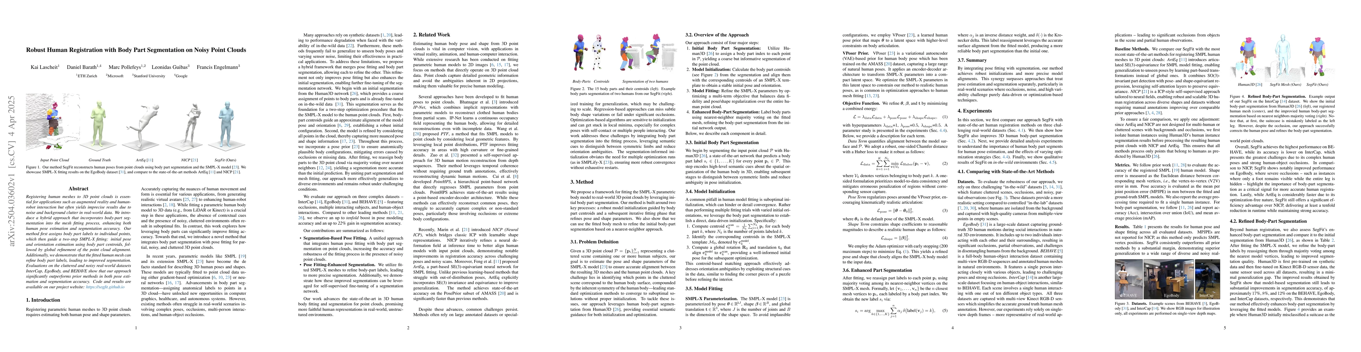 Thumbnail for Robust Human Registration with Body Part Segmentation on Noisy Point
  Clouds
