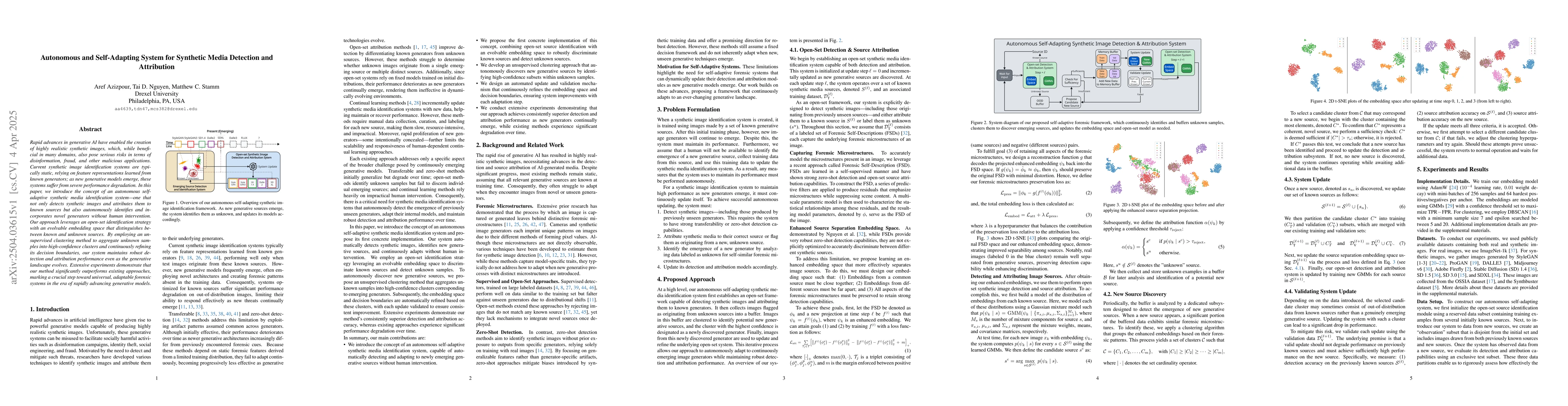 Thumbnail for Autonomous and Self-Adapting System for Synthetic Media Detection and
  Attribution