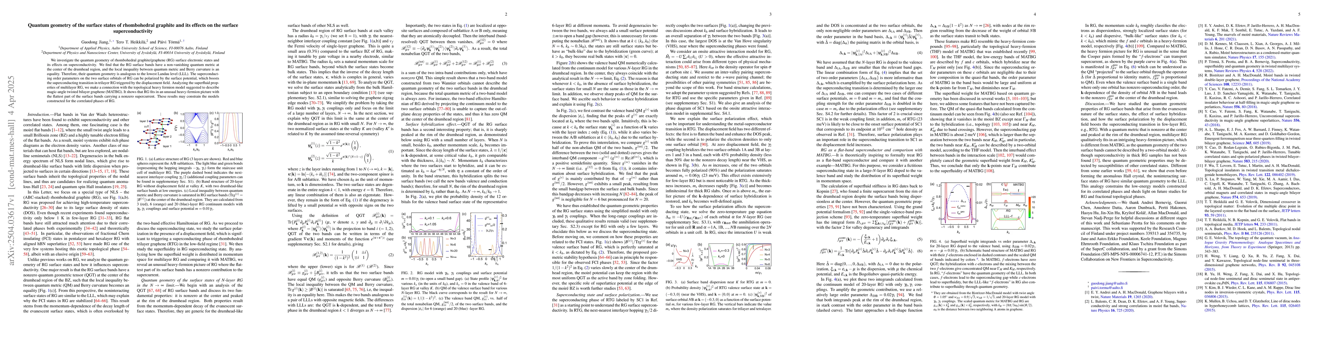 Thumbnail for Quantum geometry of the surface states of rhombohedral graphite and its
  effects on the surface superconductivity