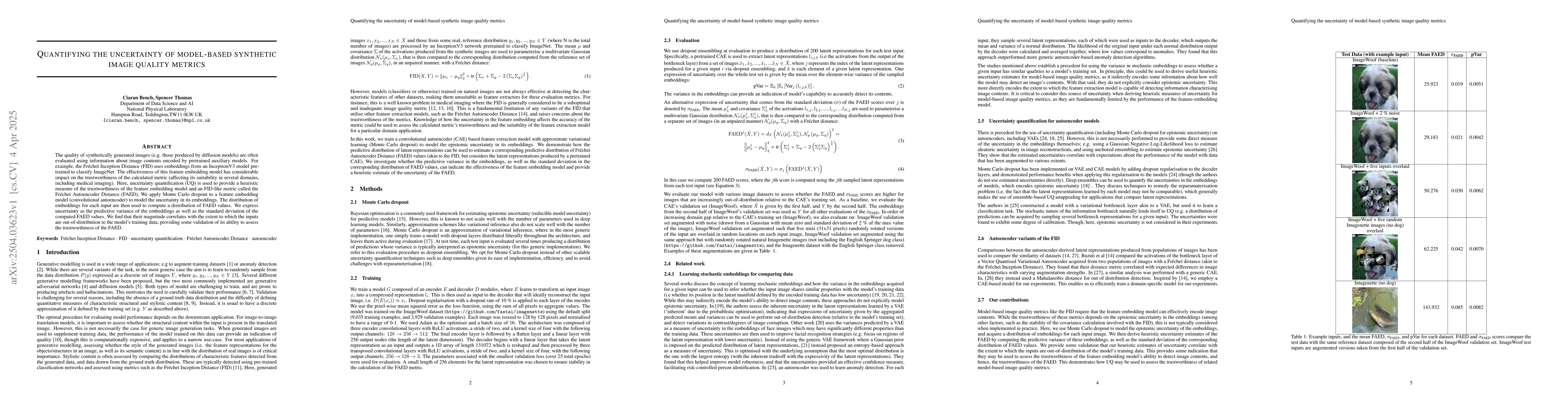 Thumbnail for Quantifying the uncertainty of model-based synthetic image quality
  metrics