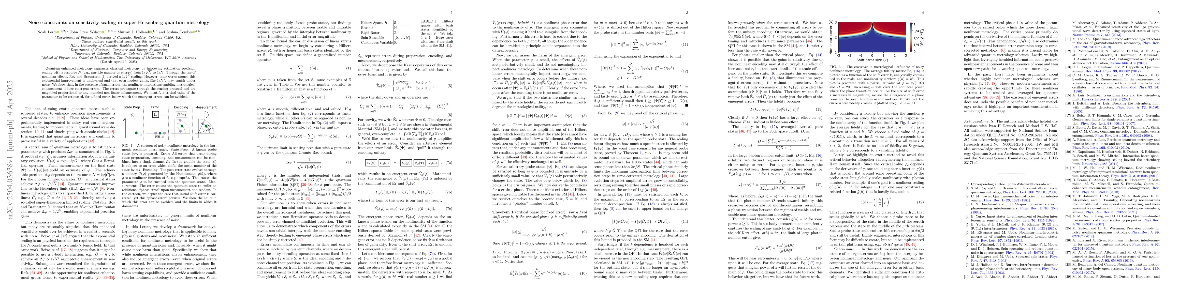 Thumbnail for Noise constraints on sensitivity scaling in super-Heisenberg quantum
  metrology