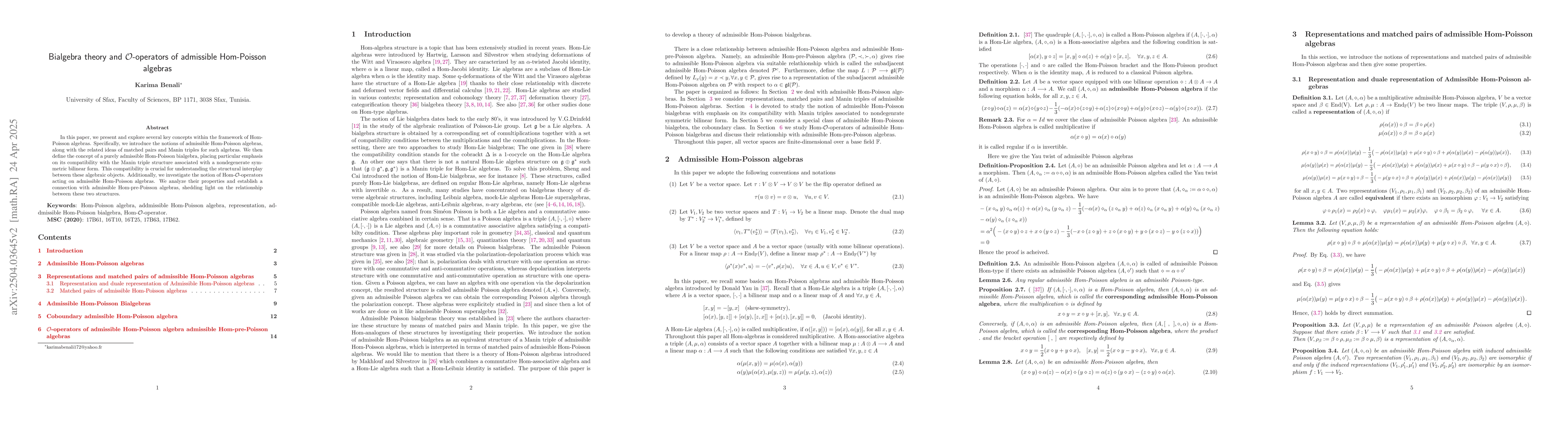 Thumbnail for Bialgebra theory and $\mathcal O$-operators of admissible Hom-Poisson
  algebras