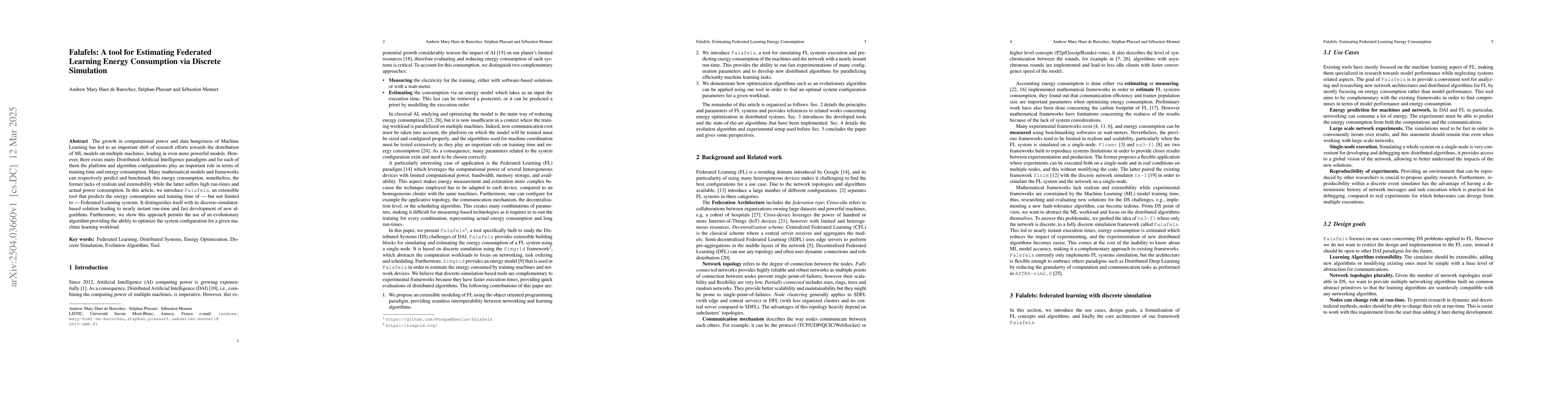 Thumbnail for Falafels: A tool for Estimating Federated Learning Energy Consumption
  via Discrete Simulation