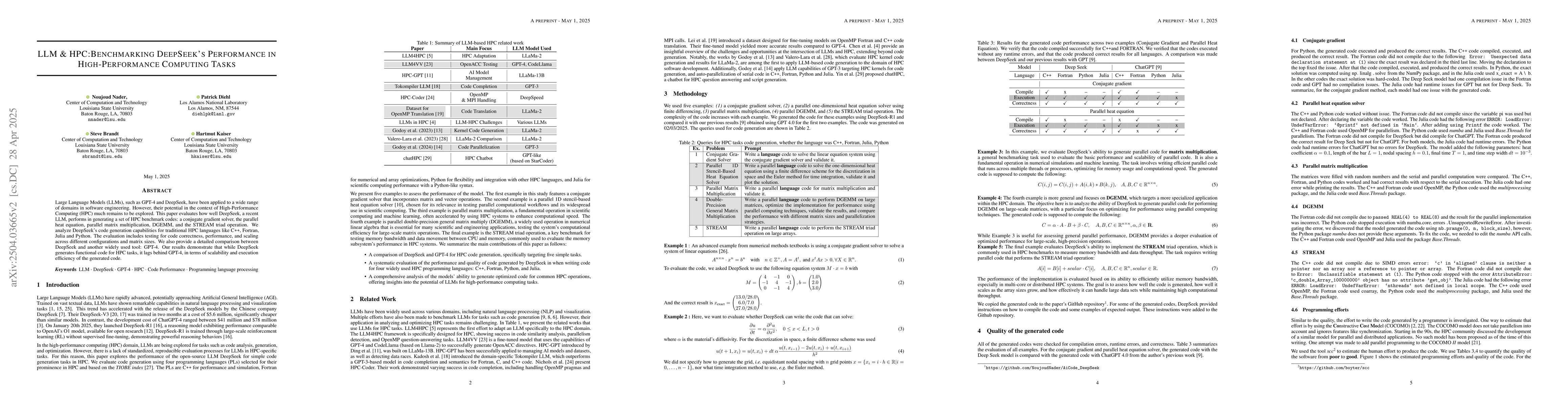 Thumbnail for LLM & HPC:Benchmarking DeepSeek's Performance in High-Performance
  Computing Tasks