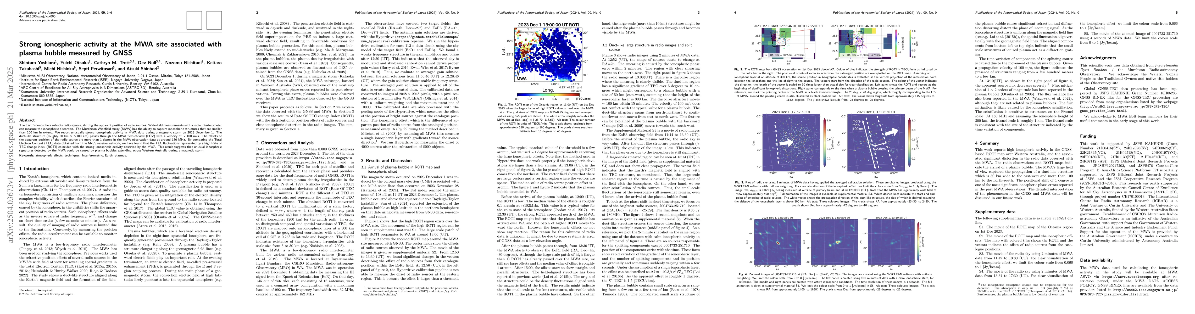 Thumbnail for Strong ionospheric activity at the MWA site associated with plasma
  bubble measured by GNSS