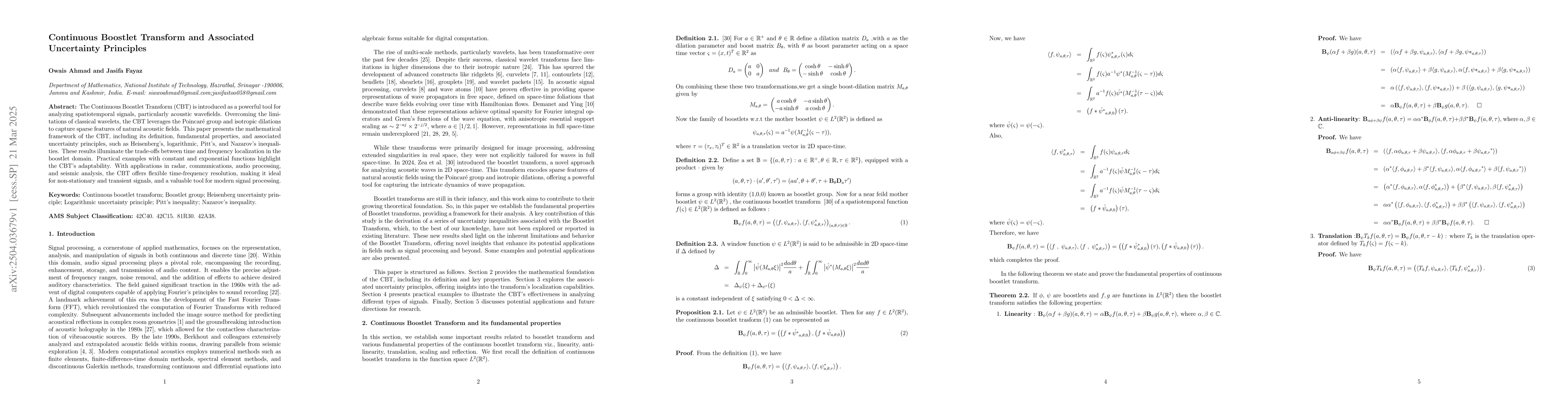 Thumbnail for Continuous Boostlet Transform and Associated Uncertainty Principles
