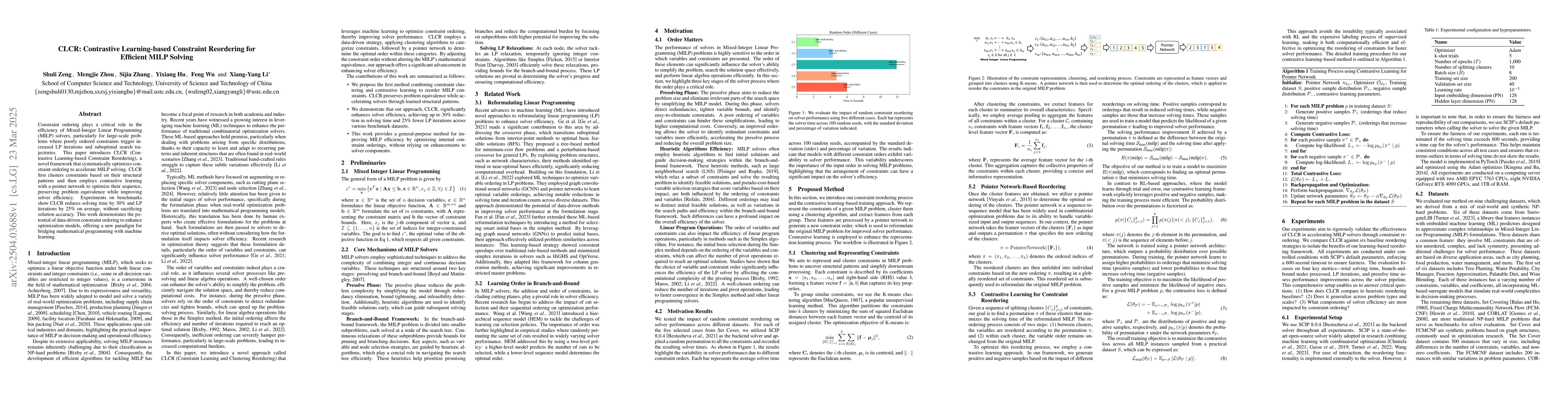 Thumbnail for CLCR: Contrastive Learning-based Constraint Reordering for Efficient
  MILP Solving