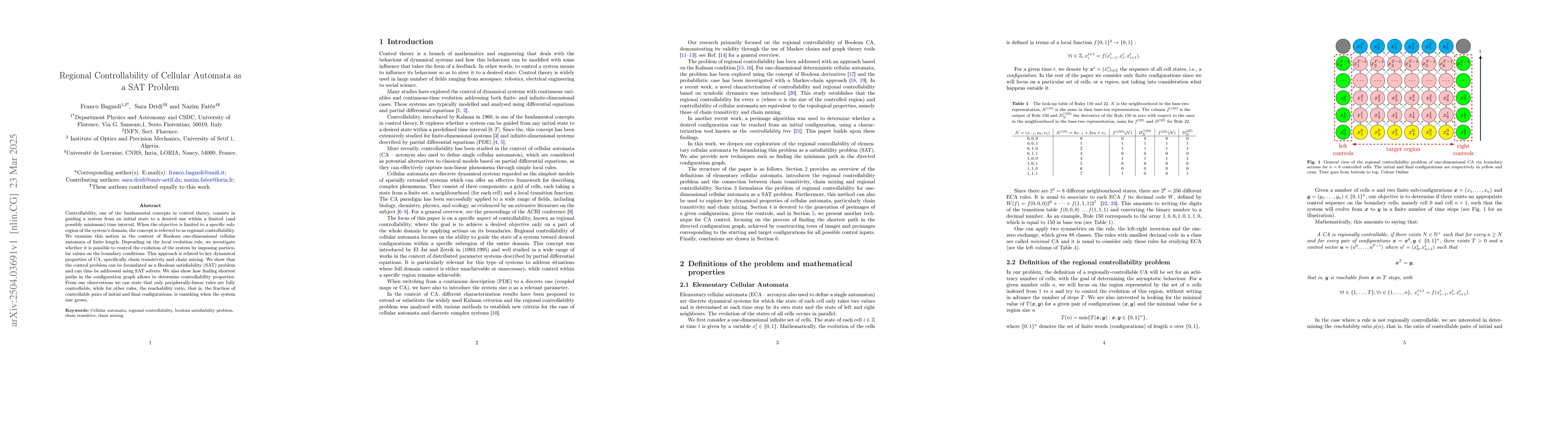 Thumbnail for Regional Controllability of Cellular Automata as a SAT Problem