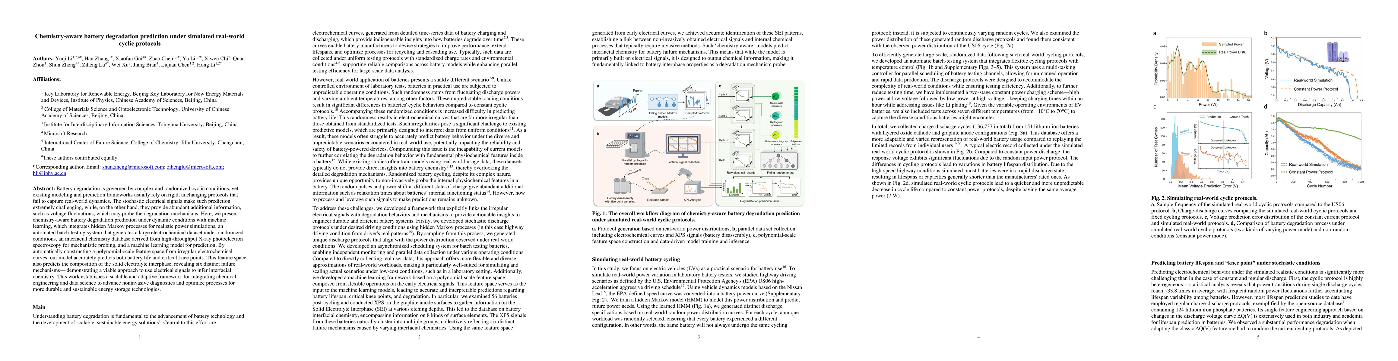 Thumbnail for Chemistry-aware battery degradation prediction under simulated
  real-world cyclic protocols