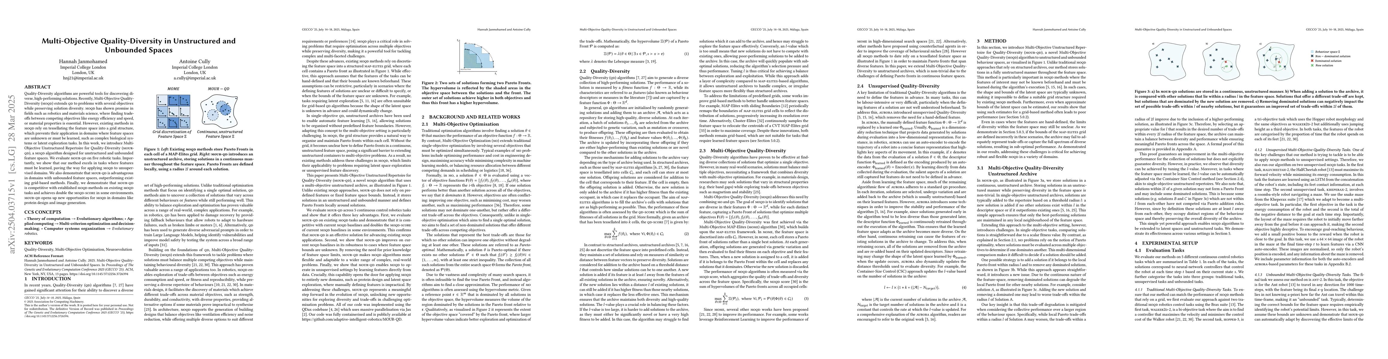 Thumbnail for Multi-Objective Quality-Diversity in Unstructured and Unbounded Spaces