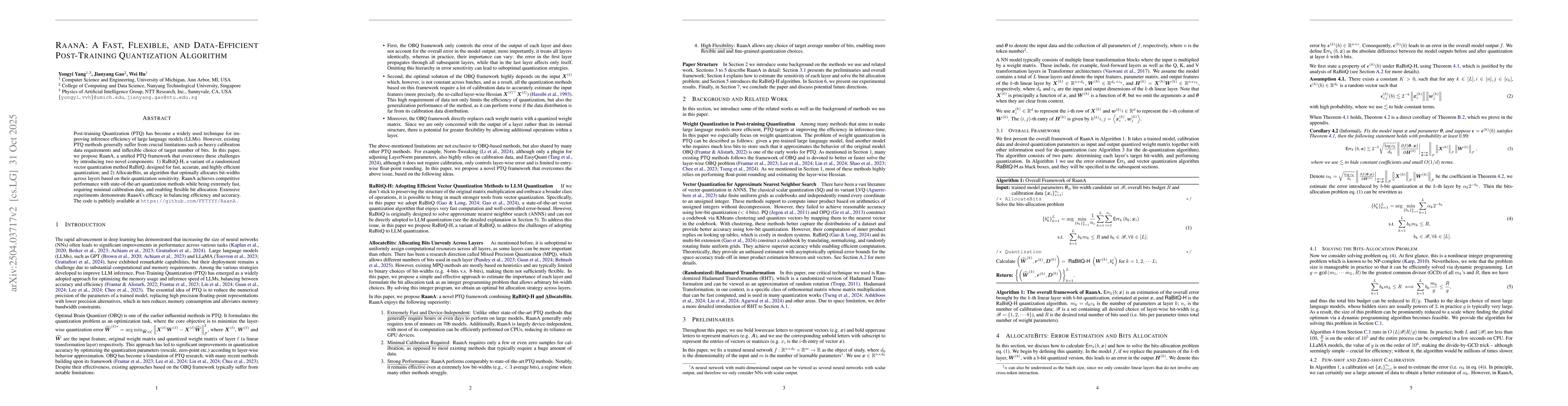 Thumbnail for RaanA: A Fast, Flexible, and Data-Efficient Post-Training Quantization
  Algorithm