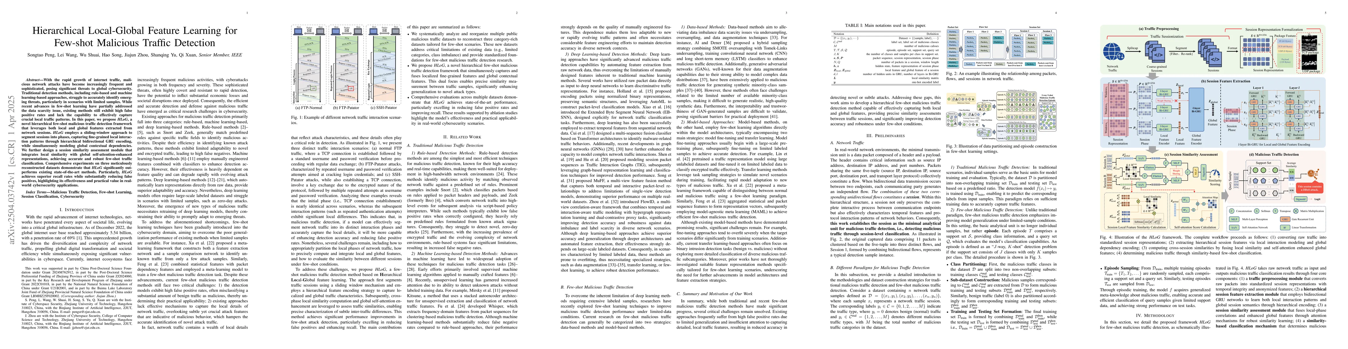 Thumbnail for Hierarchical Local-Global Feature Learning for Few-shot Malicious
  Traffic Detection