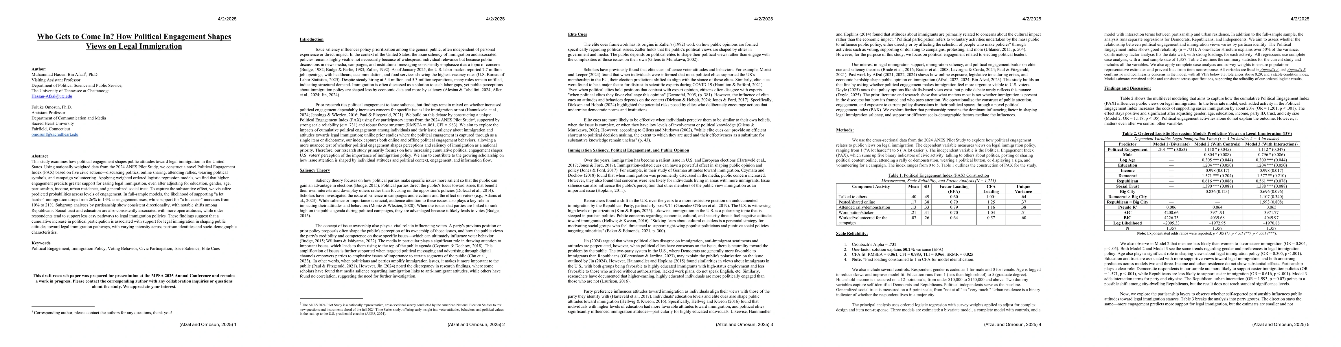 Thumbnail for Who Gets to Come In? How Political Engagement Shapes Views on Legal
  Immigration
