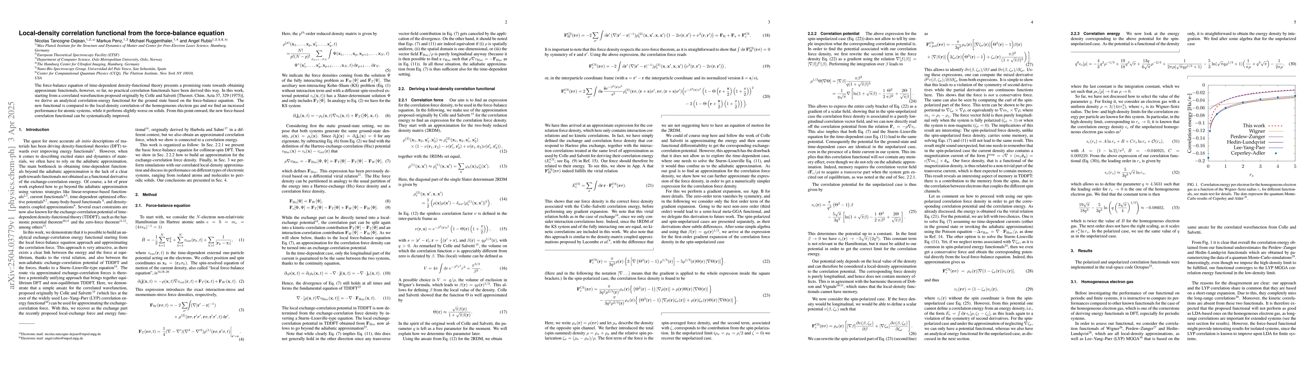 Thumbnail for Local-density correlation functional from the force-balance equation