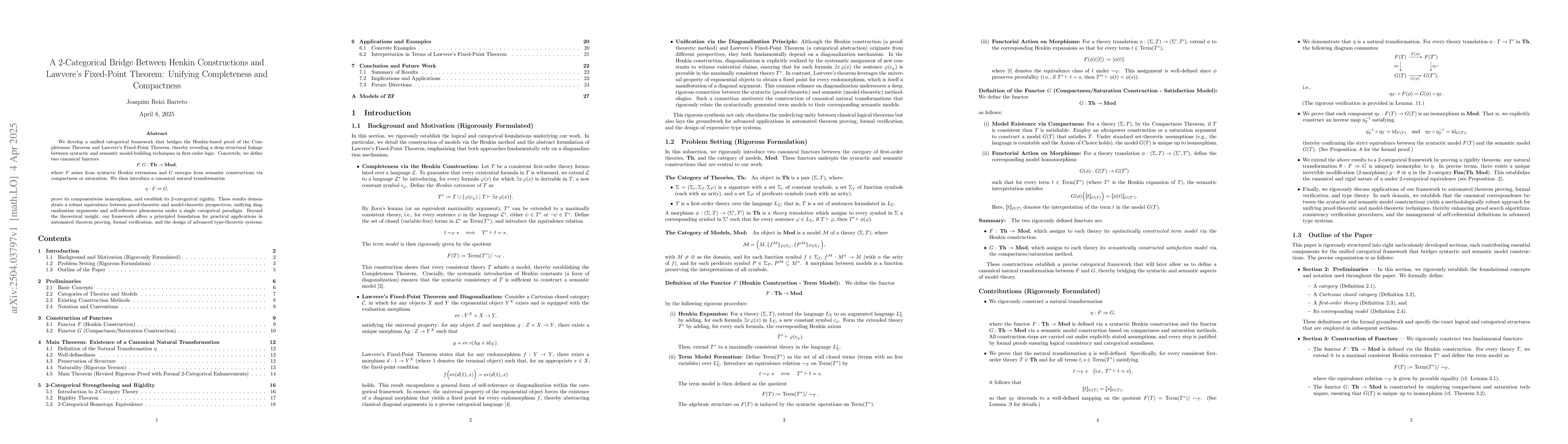 Thumbnail for A 2-Categorical Bridge Between Henkin Constructions and Lawvere's
  Fixed-Point Theorem: Unifying Completeness and Compactness