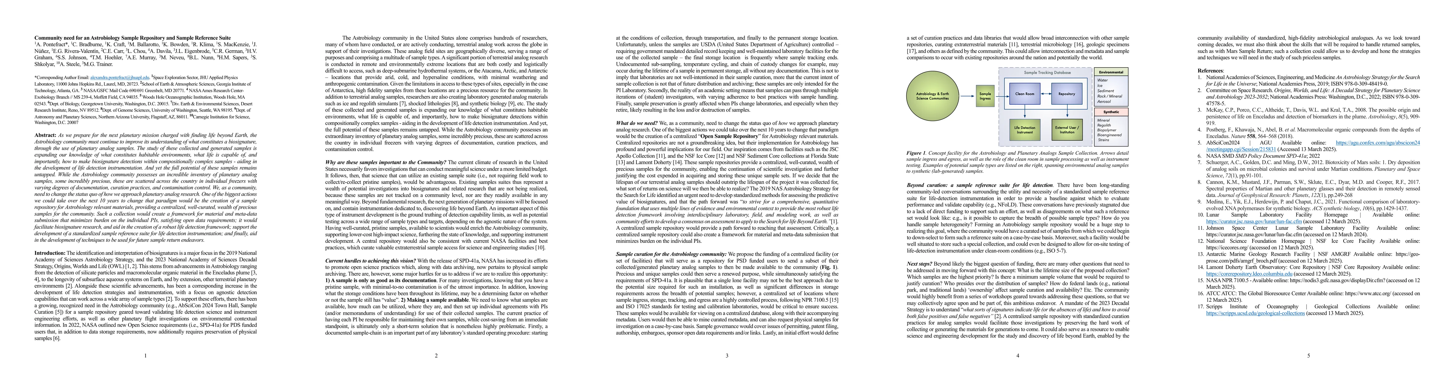 Thumbnail for Community need for an Astrobiology Sample Repository and Sample
  Reference Suite