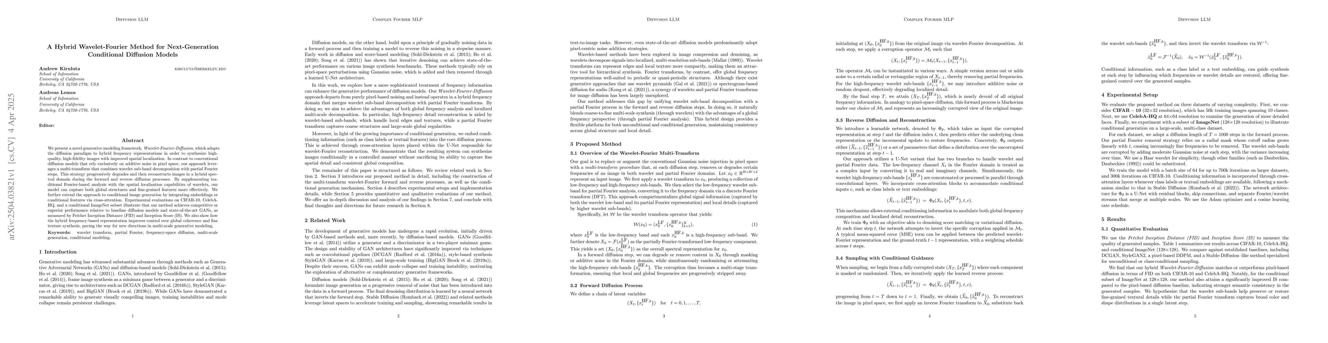 Thumbnail for A Hybrid Wavelet-Fourier Method for Next-Generation Conditional
  Diffusion Models