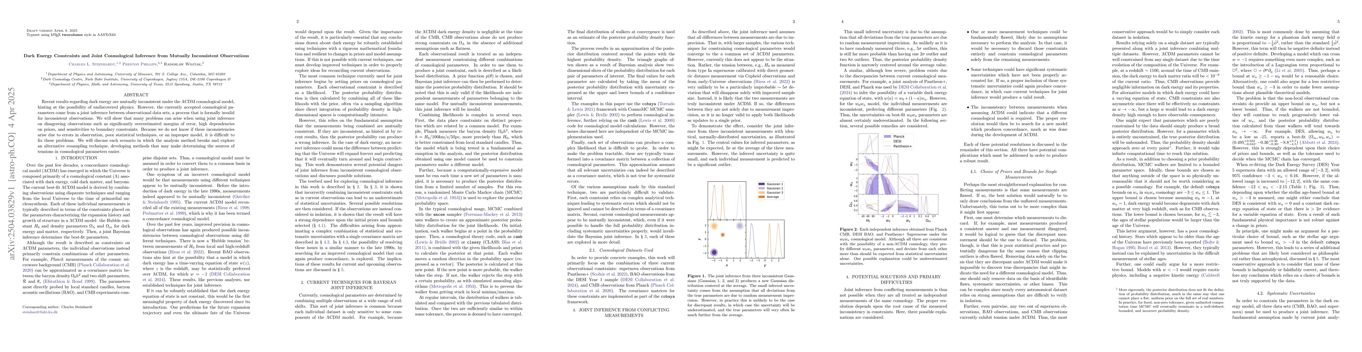 Thumbnail for Dark Energy Constraints and Joint Cosmological Inference from Mutually
  Inconsistent Observations