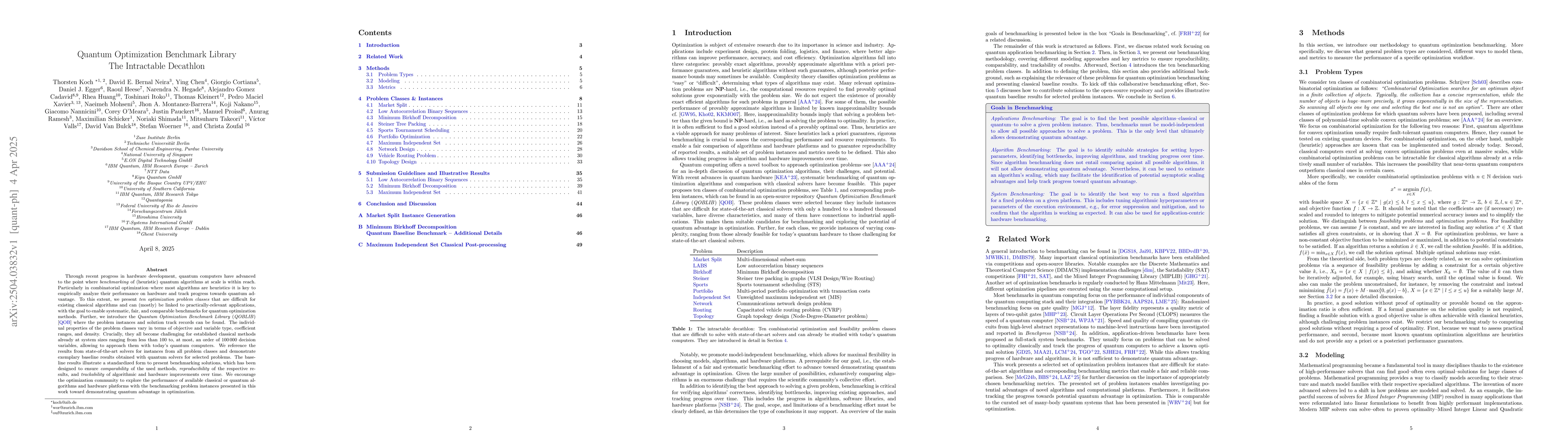 Thumbnail for Quantum Optimization Benchmark Library -- The Intractable Decathlon