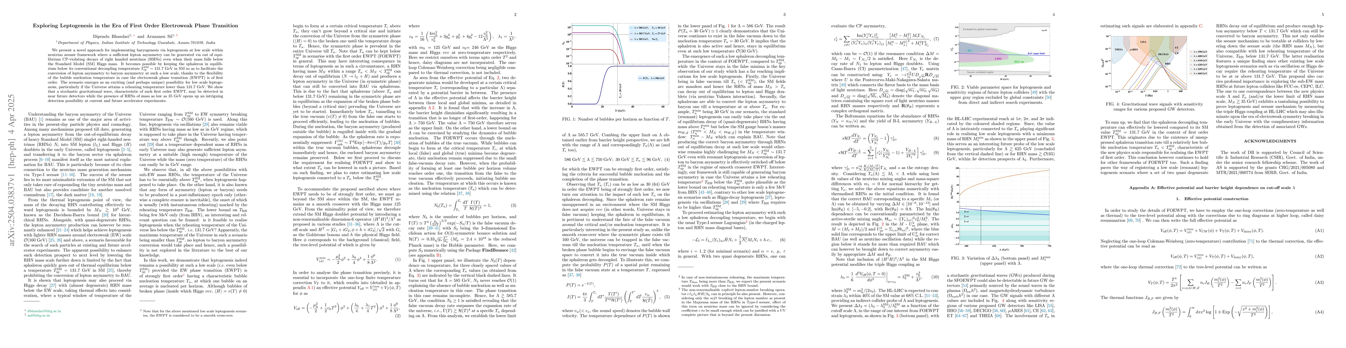 Thumbnail for Exploring Leptogenesis in the Era of First Order Electroweak Phase
  Transition