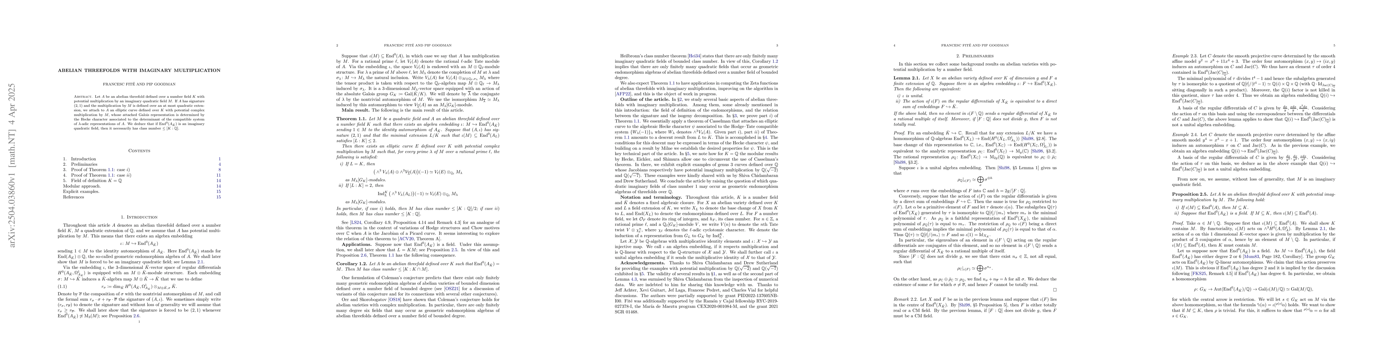 Thumbnail for Abelian threefolds with imaginary multiplication