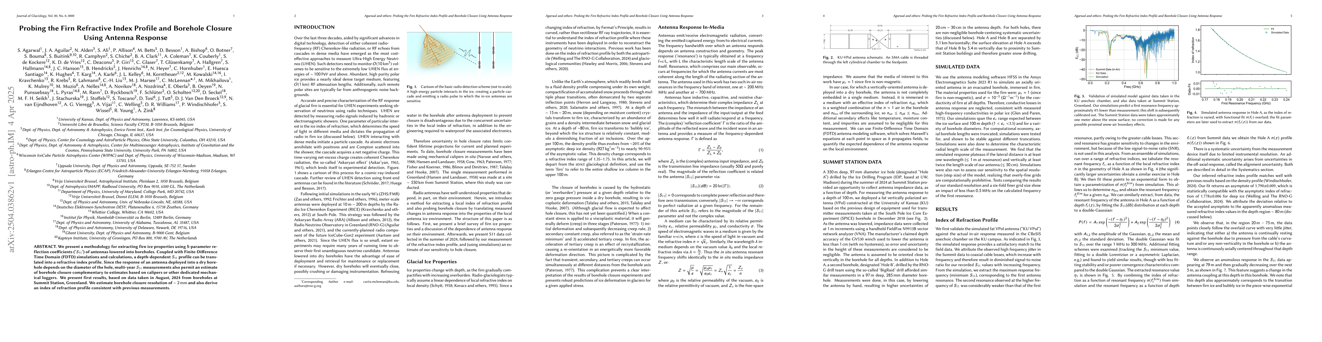 Thumbnail for Probing the Firn Refractive Index Profile and Borehole Closure Using
  Antenna Response