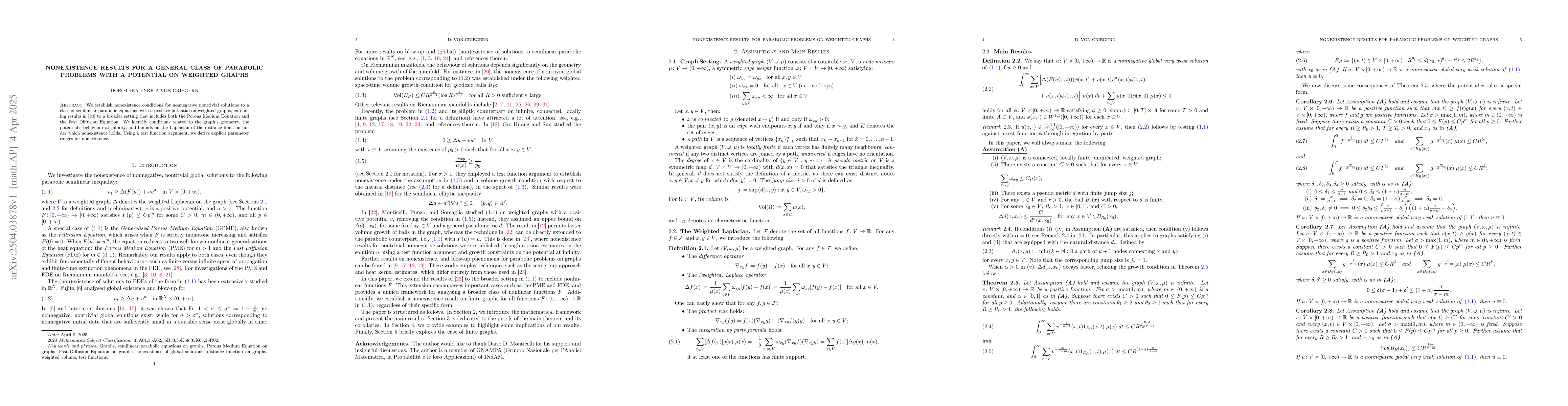 Thumbnail for Nonexistence Results for a General Class of Parabolic Problems with a
  Potential on Weighted Graphs