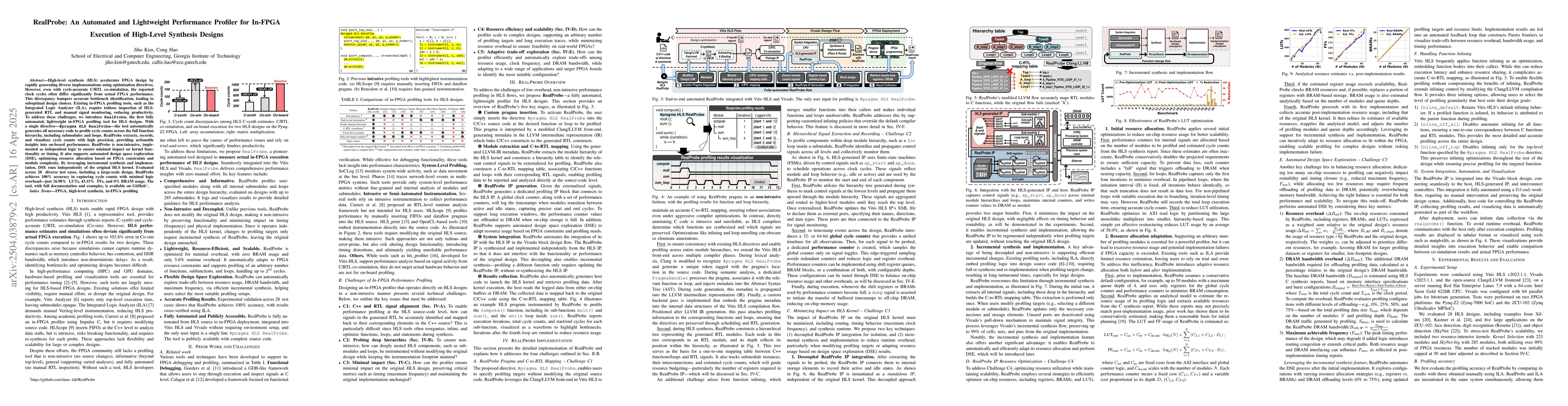 Thumbnail for RealProbe: An Automated and Lightweight Performance Profiler for In-FPGA
  Execution of High-Level Synthesis Designs