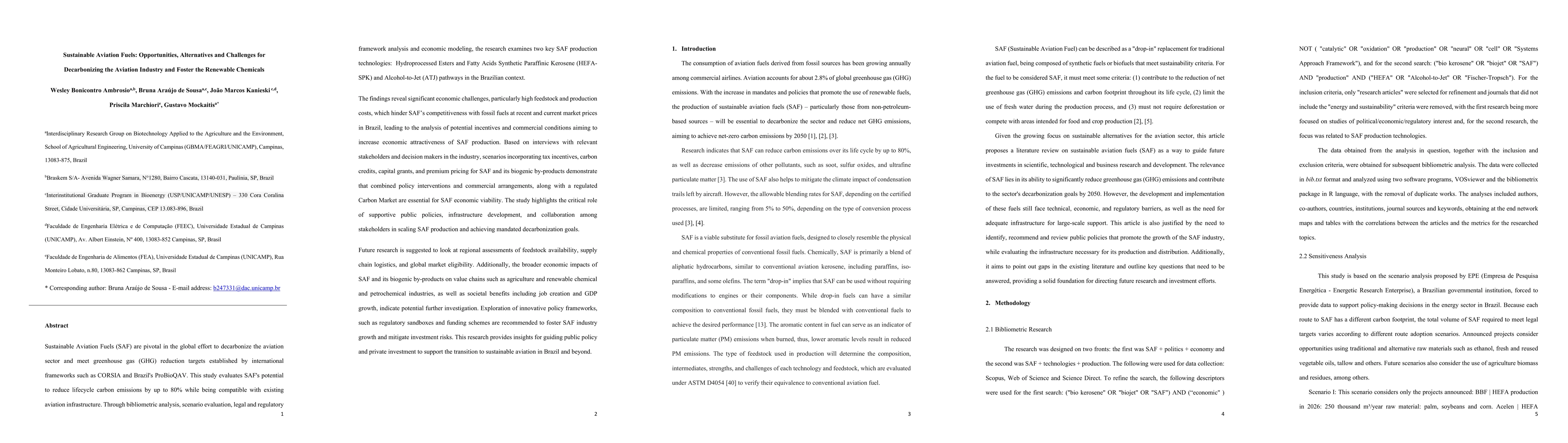 Thumbnail for Sustainable Aviation Fuels: Opportunities, Alternatives and Challenges
  for Decarbonizing the Aviation Industry and Foster the Renewable Chemicals