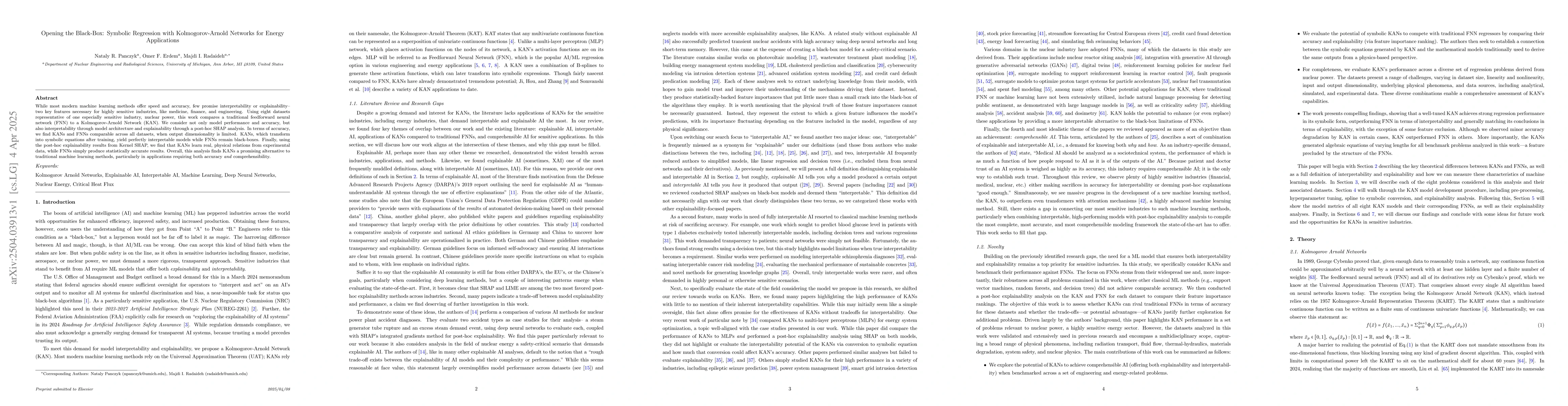 Thumbnail for Opening the Black-Box: Symbolic Regression with Kolmogorov-Arnold
  Networks for Energy Applications